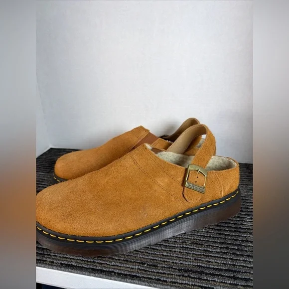 Dr Martens Isham Faux Shearling Long Napped Suede Slingback Mules-men 13 Wmn 12 - Picture 5 of 10
